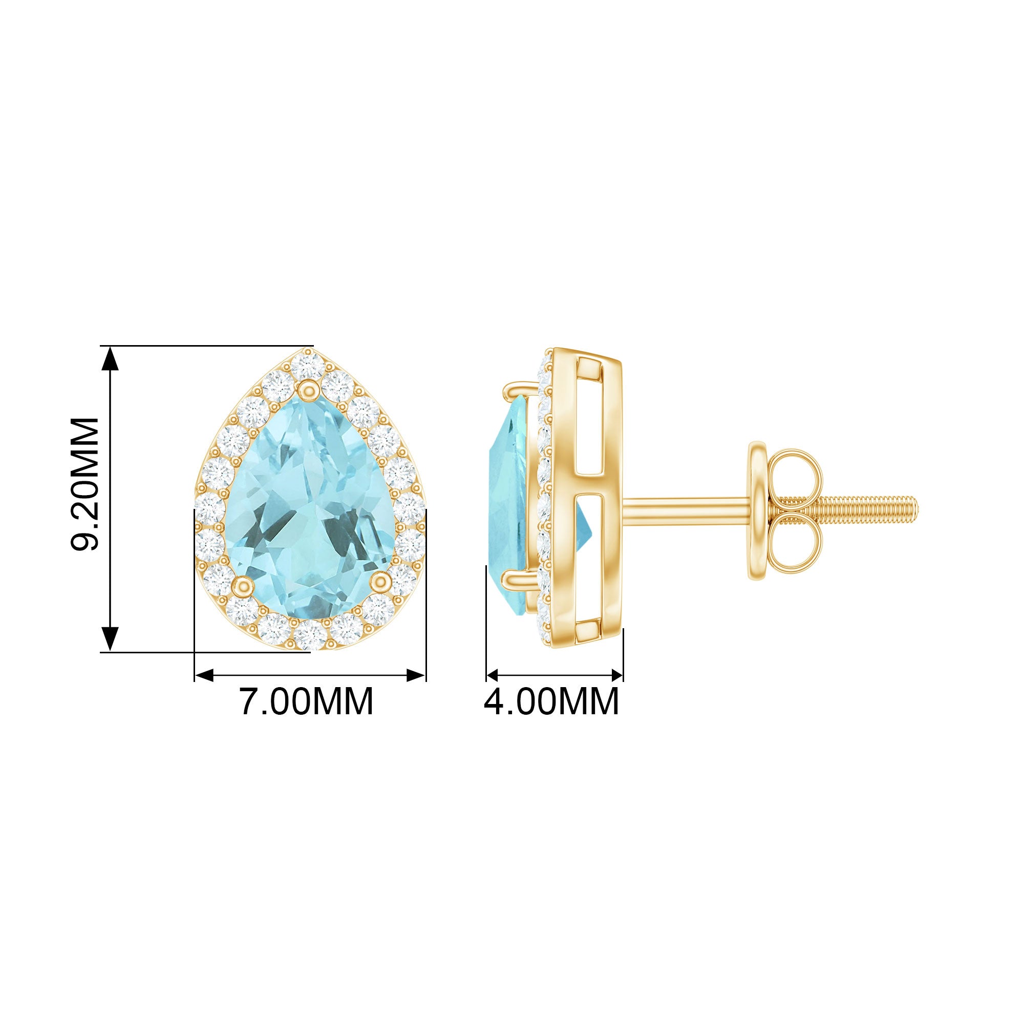 1.50 CT Classic Pear Cut Sky Blue Topaz and Diamond Stud Earrings Sky Blue Topaz - ( AAA ) - Quality - Rosec Jewels