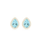 1.50 CT Classic Pear Cut Sky Blue Topaz and Diamond Stud Earrings Sky Blue Topaz - ( AAA ) - Quality - Rosec Jewels