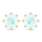 Round Shape Ethiopian Opal Solitaire Stud Earrings in 8 Claw Prong Setting Ethiopian Opal - ( AAA ) - Quality - Rosec Jewels