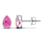 Natural Pear Cut Pink Sapphire Solitaire Stud Earrings in Bezel Setting Pink Sapphire - ( AAA ) - Quality - Rosec Jewels