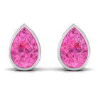 Natural Pear Cut Pink Sapphire Solitaire Stud Earrings in Bezel Setting Pink Sapphire - ( AAA ) - Quality - Rosec Jewels