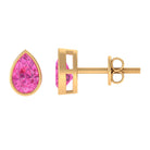 Natural Pear Cut Pink Sapphire Solitaire Stud Earrings in Bezel Setting Pink Sapphire - ( AAA ) - Quality - Rosec Jewels