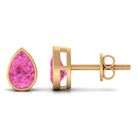 Natural Pear Cut Pink Sapphire Solitaire Stud Earrings in Bezel Setting Pink Sapphire - ( AAA ) - Quality - Rosec Jewels