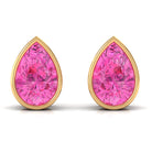 Natural Pear Cut Pink Sapphire Solitaire Stud Earrings in Bezel Setting Pink Sapphire - ( AAA ) - Quality - Rosec Jewels