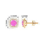 Classic Pink Sapphire and Diamond Halo Stud Earrings Pink Sapphire - ( AAA ) - Quality - Rosec Jewels