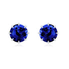 Created Blue Sapphire Solitaire Stud Earrings in Claw Setting Lab Created Blue Sapphire - ( AAAA ) - Quality - Rosec Jewels