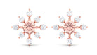 1 CT Morganite Flower Stud Earrings with Diamond Morganite - ( AAA ) - Quality - Rosec Jewels