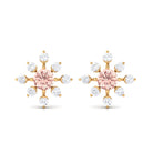 1 CT Morganite Flower Stud Earrings with Diamond Morganite - ( AAA ) - Quality - Rosec Jewels