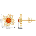 1/2 CT Round Shape Fire Opal and Diamond Sunburst Stud Earrings Fire Opal - ( AAA ) - Quality - Rosec Jewels