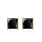 4X4 MM Princess Cut Black Onyx Solitaire Stud Earrings in 4 Prong Setting Black Onyx - ( AAA ) - Quality - Rosec Jewels