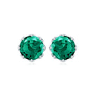 Solitaire Lab Created Emerald Stud Earrings in Decorative Setting Lab Created Emerald - ( AAAA ) - Quality - Rosec Jewels