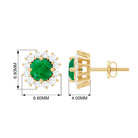 1 CT Emerald Stud Earrings with Diamond Halo Emerald - ( AAA ) - Quality - Rosec Jewels