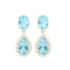 3.75 CT Sky Blue Topaz and Diamond Dangle Drop Earrings Sky Blue Topaz - ( AAA ) - Quality - Rosec Jewels