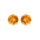 Round Citrine Solitaire Stud Earrings in Decorative Setting Citrine - ( AAA ) - Quality - Rosec Jewels