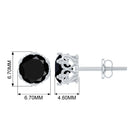 6 MM Crown Set Created Black Diamond Solitaire Stud Earrings For Women Lab Created Black Diamond - ( AAAA ) - Quality - Rosec Jewels