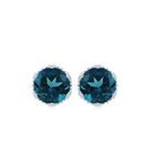 6 MM London Blue Topaz Solitaire Crown Stud Earrings London Blue Topaz - ( AAA ) - Quality - Rosec Jewels