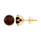 2 CT Round Cut Garnet Floral Solitaire Stud Earrings Garnet - ( AAA ) - Quality - Rosec Jewels