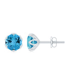 6 MM Swiss Blue Topaz Solitaire Stud Earrings in Lotus Basket Setting Swiss Blue Topaz - ( AAA ) - Quality - Rosec Jewels