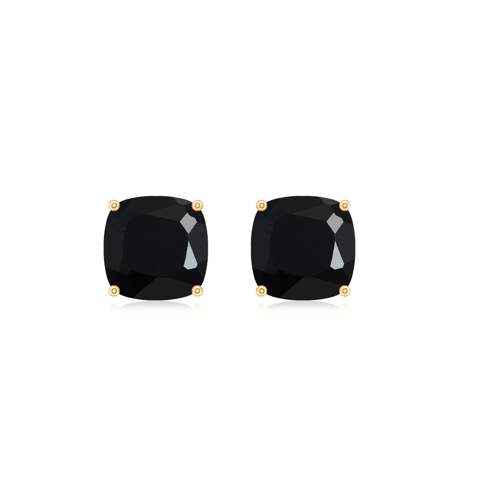 8 MM Cushion Cut Created Black Diamond Solitaire Stud Earrings Lab Created Black Diamond - ( AAAA ) - Quality - Rosec Jewels