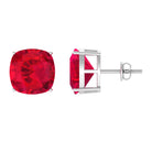 7.5 CT Created Ruby Solitaire Stud Earring in 4 Prong Setting Lab Created Ruby - ( AAAA ) - Quality - Rosec Jewels