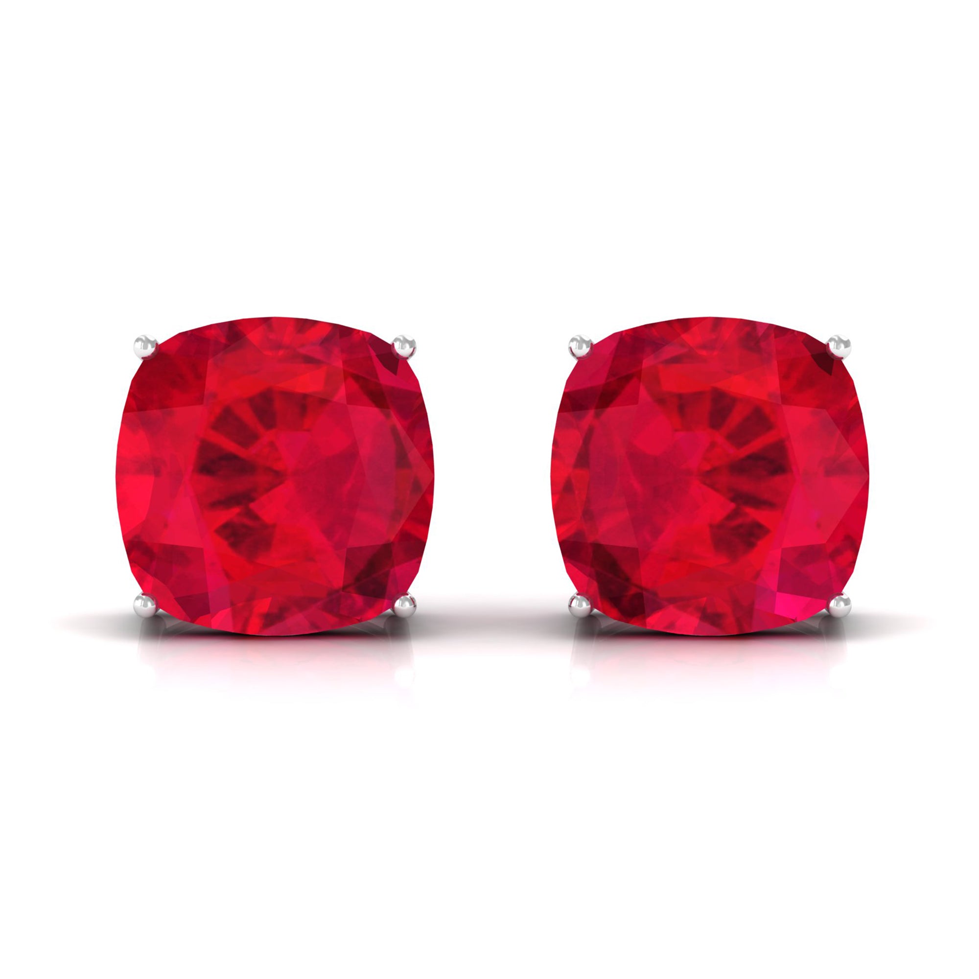 7.5 CT Created Ruby Solitaire Stud Earring in 4 Prong Setting Lab Created Ruby - ( AAAA ) - Quality - Rosec Jewels