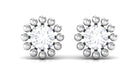 Beaded Diamond Solitaire Stud Earrings for Women Diamond - ( HI-SI ) - Color and Clarity - Rosec Jewels