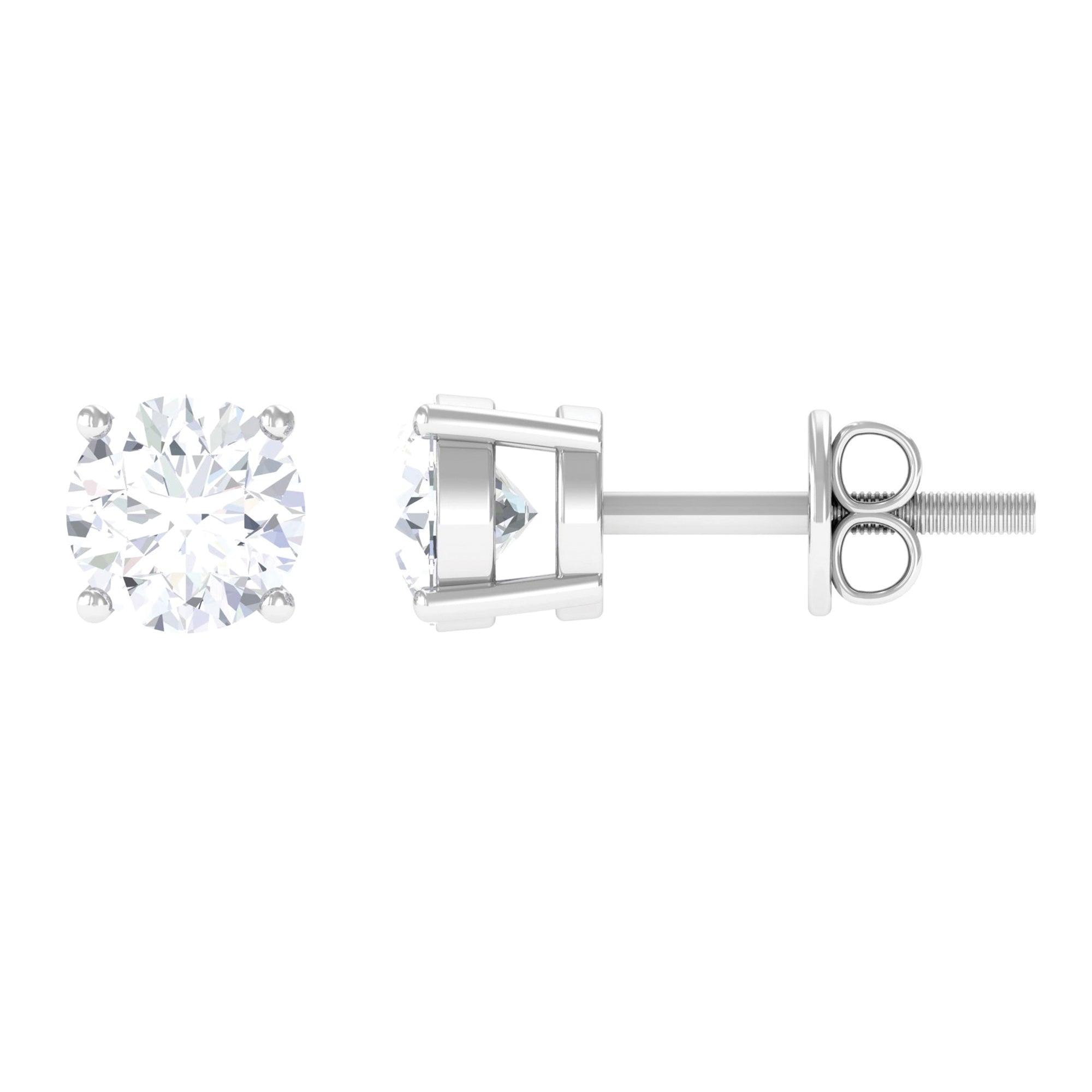 Round Moissanite Minimal Solitaire Stud Earrings in Prong Setting