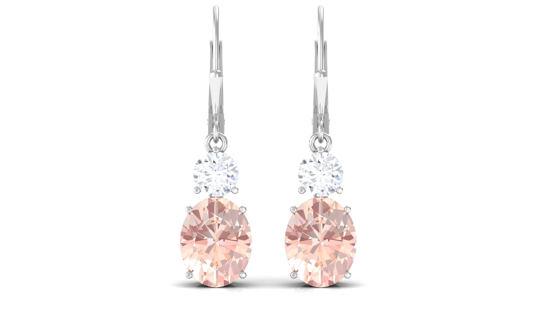 Certified Natural Morganite Dangle Earrings With Leverback Morganite - ( AAA ) - Quality - Rosec Jewels