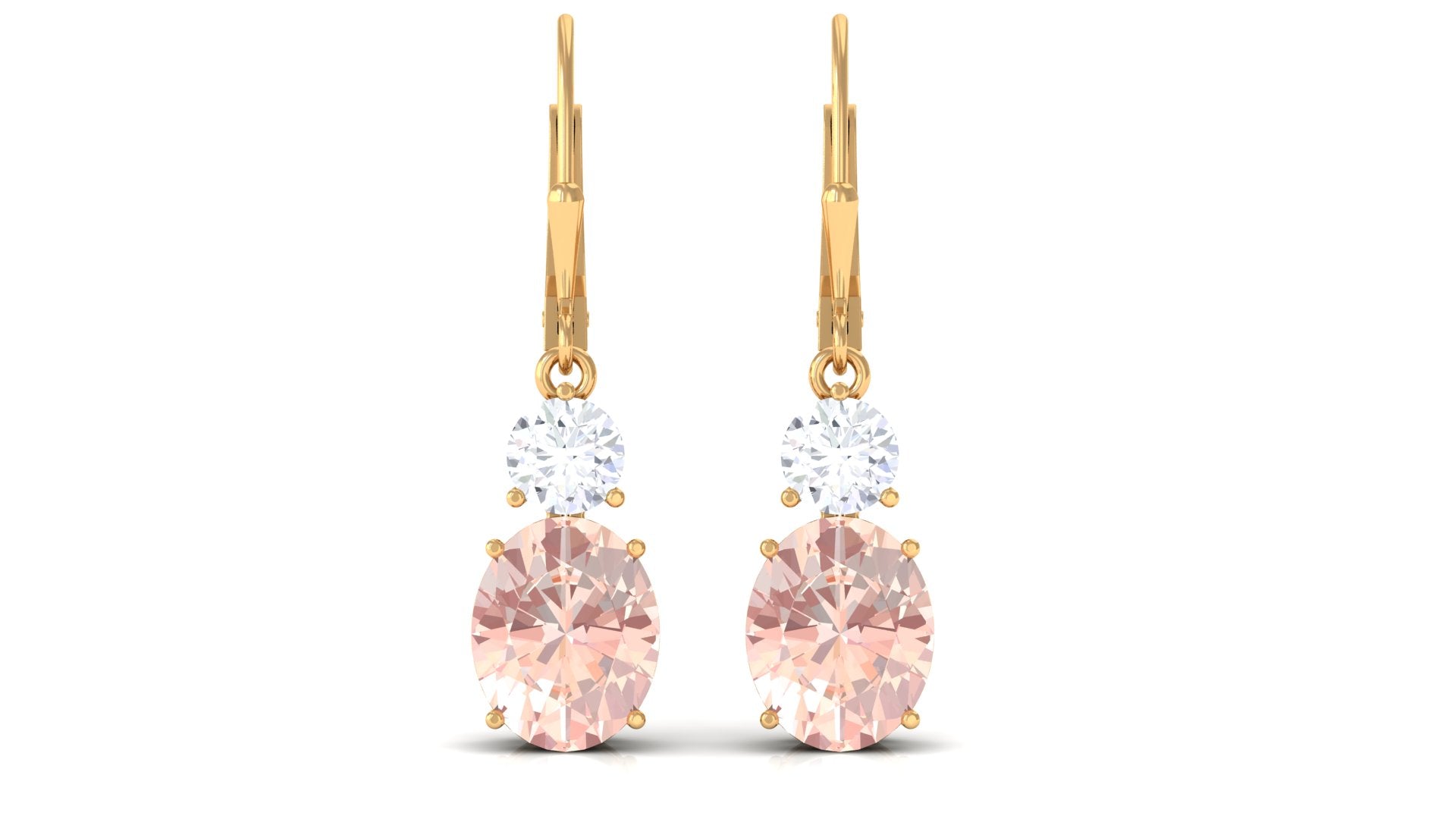 Certified Natural Morganite Dangle Earrings With Leverback Morganite - ( AAA ) - Quality - Rosec Jewels