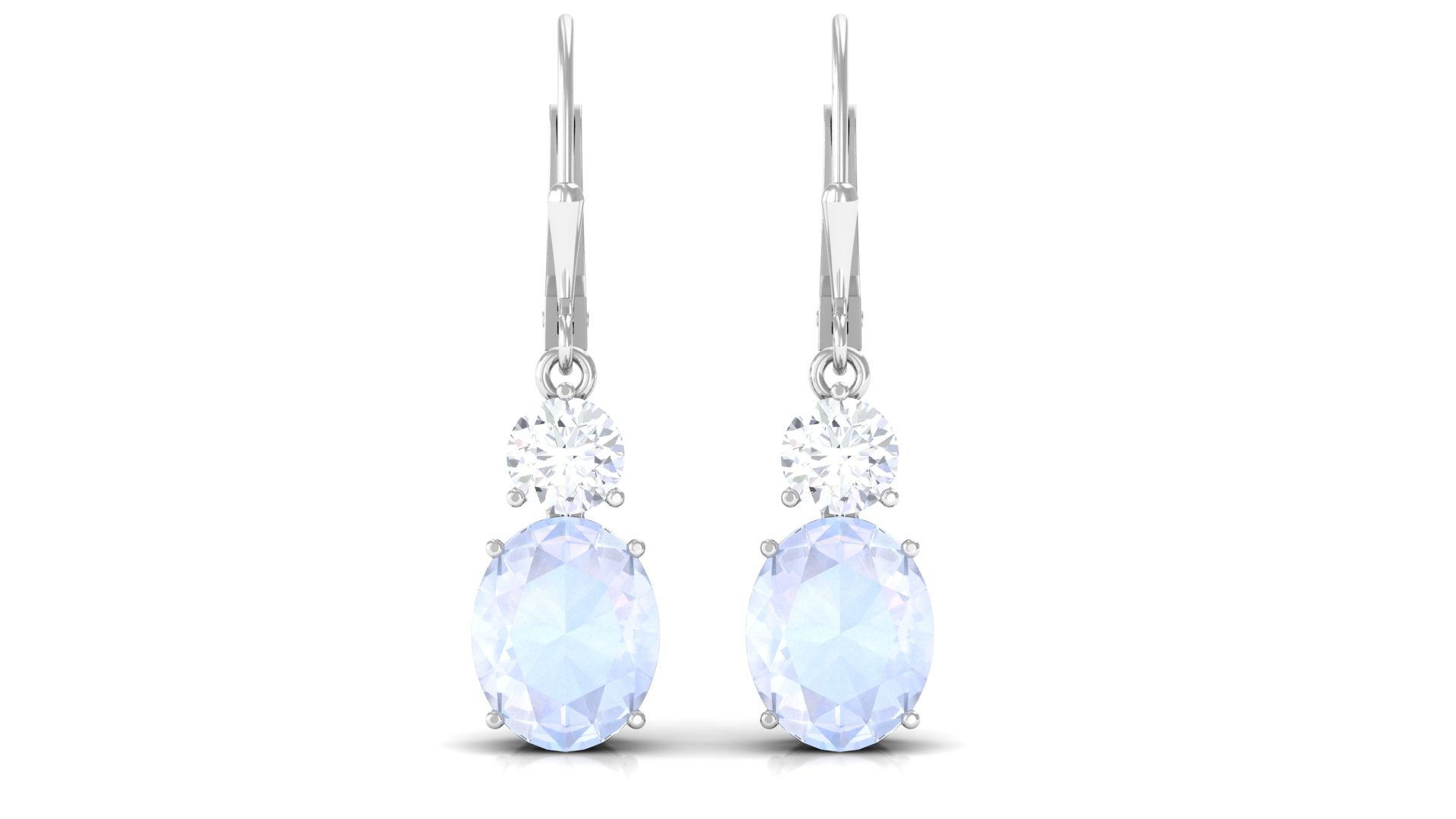 Natural Moonstone Drop Dangle Lever Back Earrings Moonstone - ( AAA ) - Quality - Rosec Jewels