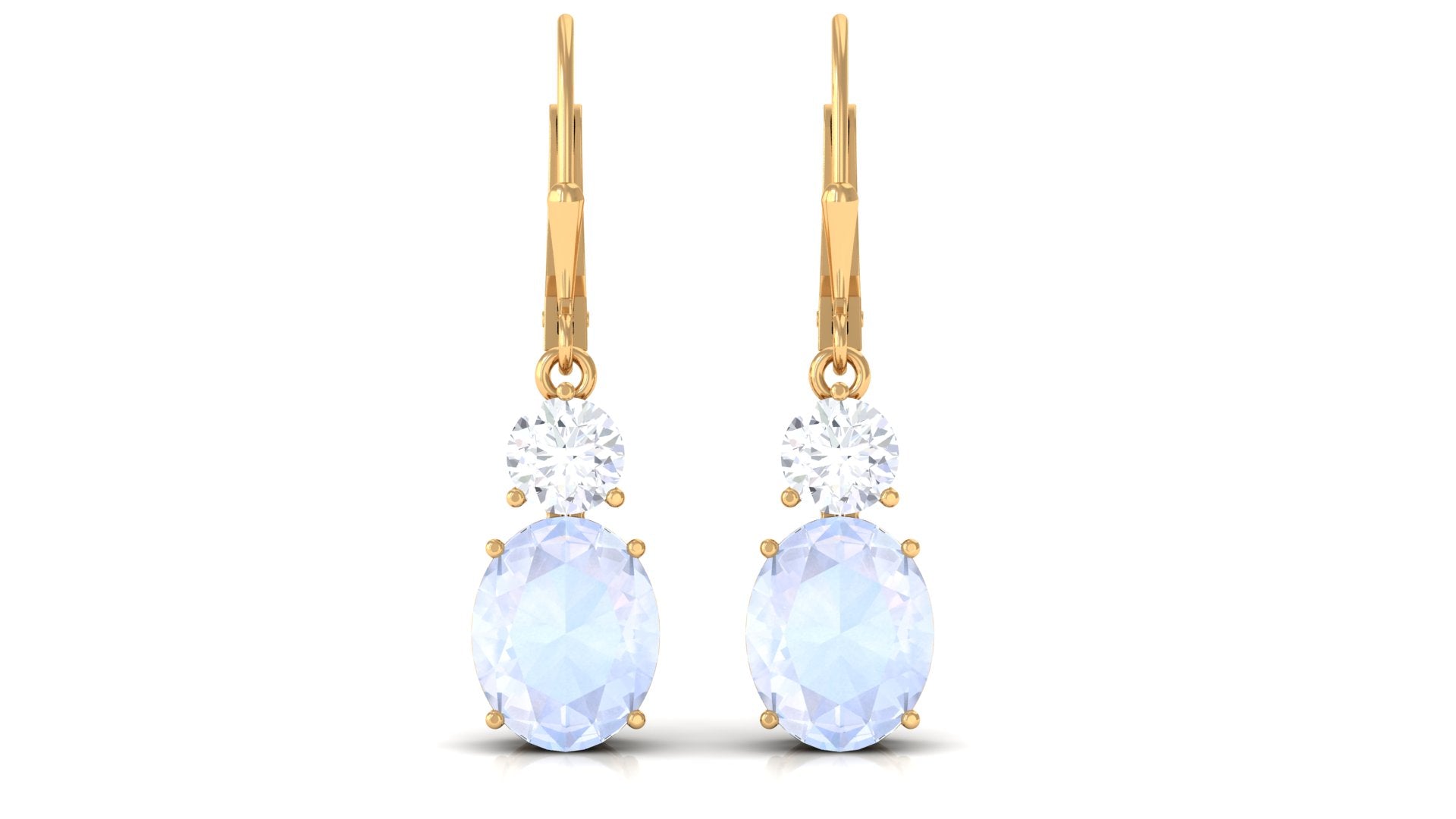 Natural Moonstone Drop Dangle Lever Back Earrings Moonstone - ( AAA ) - Quality - Rosec Jewels