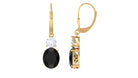 Natural Certified Black Onyx Leverback Drop Earrings With Moissanite Black Onyx - ( AAA ) - Quality - Rosec Jewels