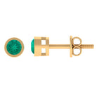 Dainty Emerald Bezel Set Solitaire Stud Earrings Emerald - ( AAA ) - Quality - Rosec Jewels