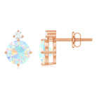 Ethiopian Opal Diamond Solitaire Stud Earrings Ethiopian Opal - ( AAA ) - Quality - Rosec Jewels