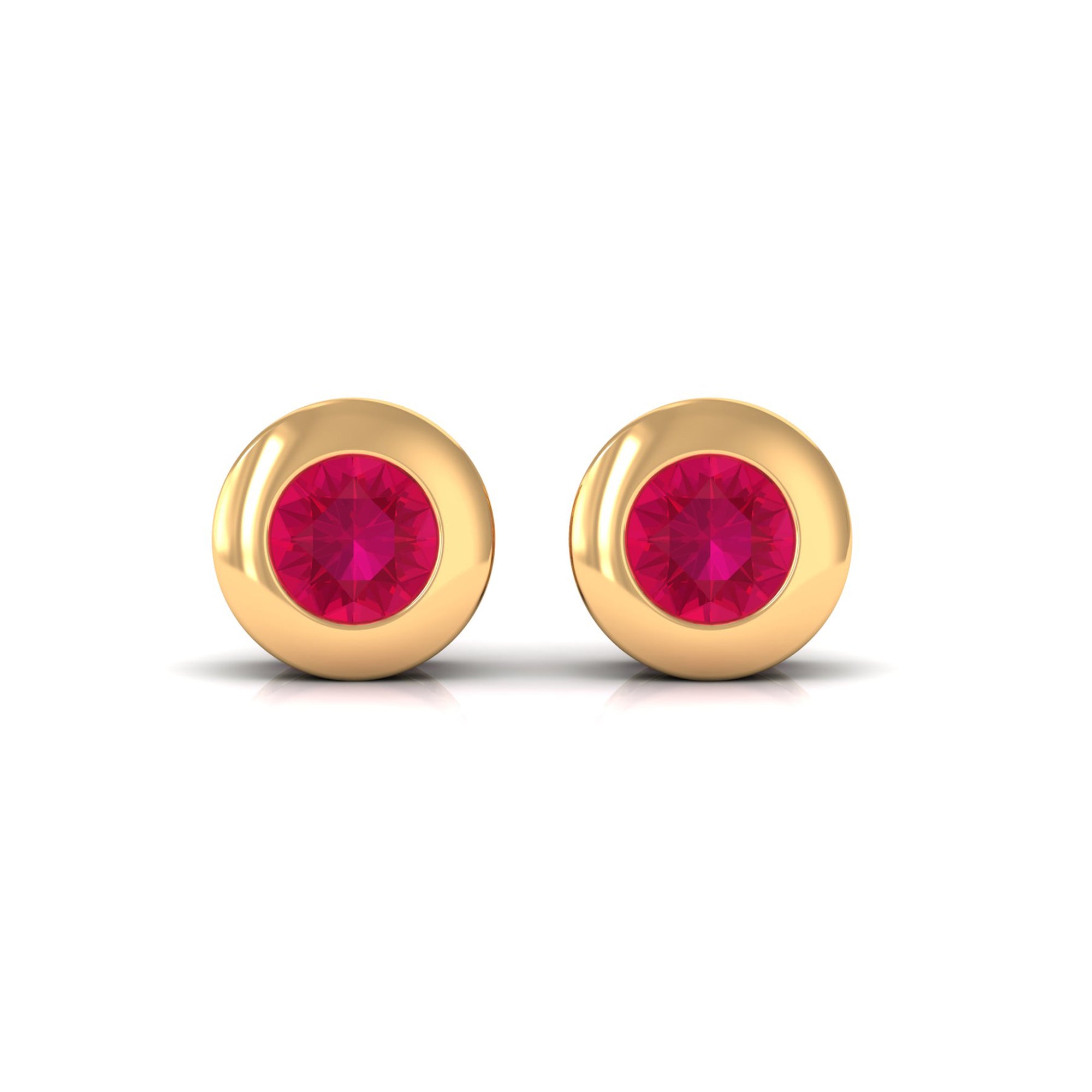 1/4 CT Round Cut Ruby Solitaire Stud Earrings in Bezel Setting Ruby - ( AAA ) - Quality - Rosec Jewels