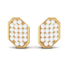 Certified Moissanite Geometric Stud Earrings Moissanite - ( D-VS1 ) - Color and Clarity - Rosec Jewels