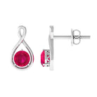 Round Cut Solitaire Ruby Infinity Stud Earrings Ruby - ( AAA ) - Quality - Rosec Jewels