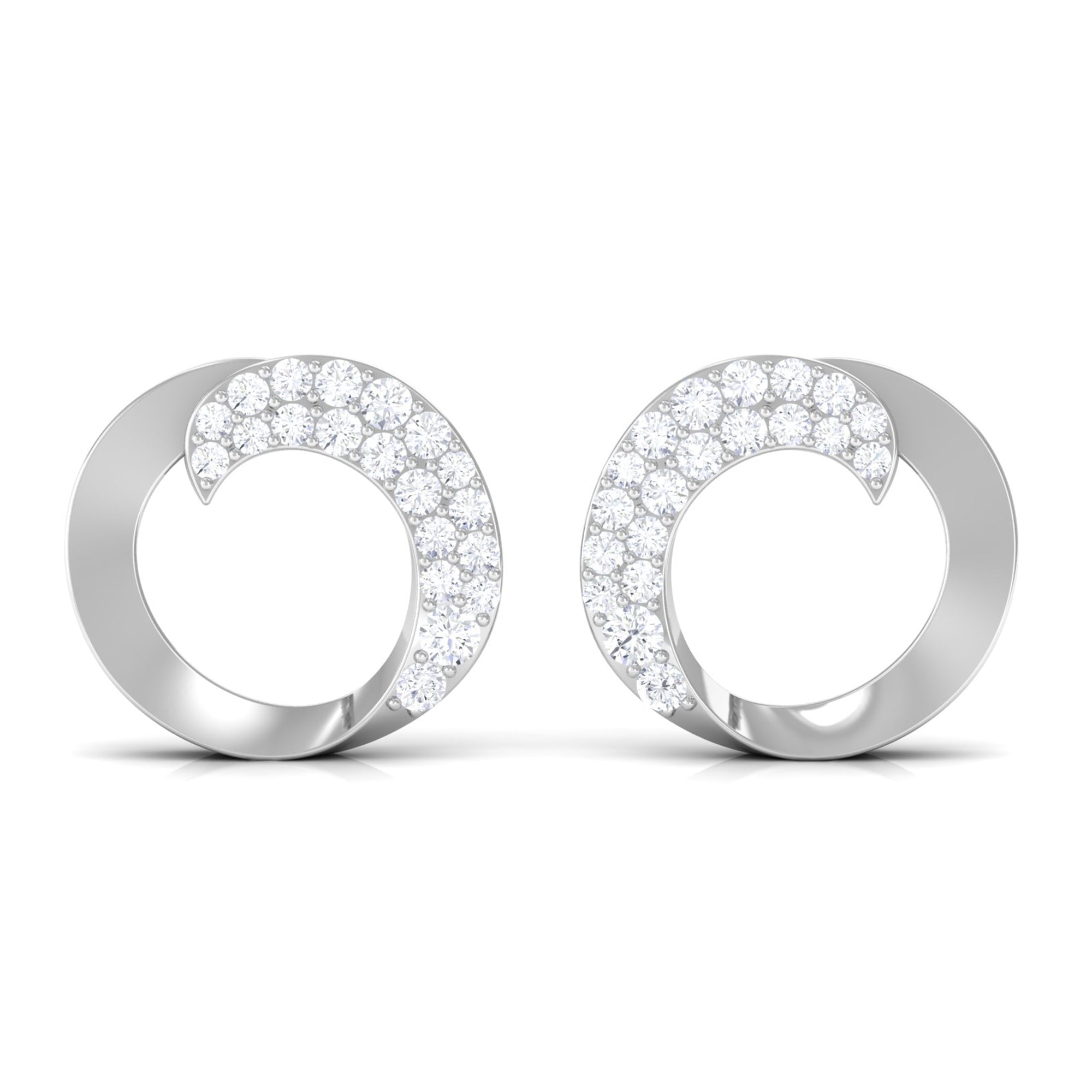 Classic Open Circle Stud Earrings with Certified Moissanite Moissanite - ( D-VS1 ) - Color and Clarity - Rosec Jewels