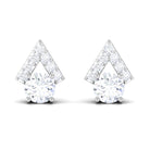 Contemporary Stud Earrings with Round Cubic Zirconia Zircon - ( AAAA ) - Quality - Rosec Jewels