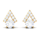 Contemporary Stud Earrings with Round Cubic Zirconia Zircon - ( AAAA ) - Quality - Rosec Jewels