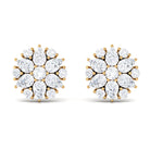 Certified Moissanite Flower Stud Earrings Moissanite - ( D-VS1 ) - Color and Clarity - Rosec Jewels