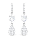 1 CT Round Cut Zircon Classic Dangle Drop Earrings Zircon - ( AAAA ) - Quality - Rosec Jewels