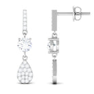 1 CT Round Cut Zircon Classic Dangle Drop Earrings Zircon - ( AAAA ) - Quality - Rosec Jewels