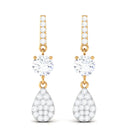 1 CT Round Cut Zircon Classic Dangle Drop Earrings Zircon - ( AAAA ) - Quality - Rosec Jewels