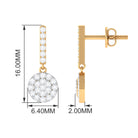 3/4 CT Minimal Zircon Gold Dangle Earrings in Pave Setting Zircon - ( AAAA ) - Quality - Rosec Jewels