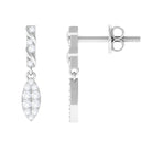 Illusion Set Dainty Moissanite Minimal Leaf Dangle Earrings Moissanite - ( D-VS1 ) - Color and Clarity - Rosec Jewels