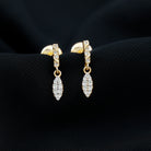 Illusion Set Dainty Moissanite Minimal Leaf Dangle Earrings Moissanite - ( D-VS1 ) - Color and Clarity - Rosec Jewels