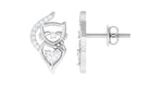 Rosec Jewels-Natural Diamond Cat Stud Earrings with Screw Back