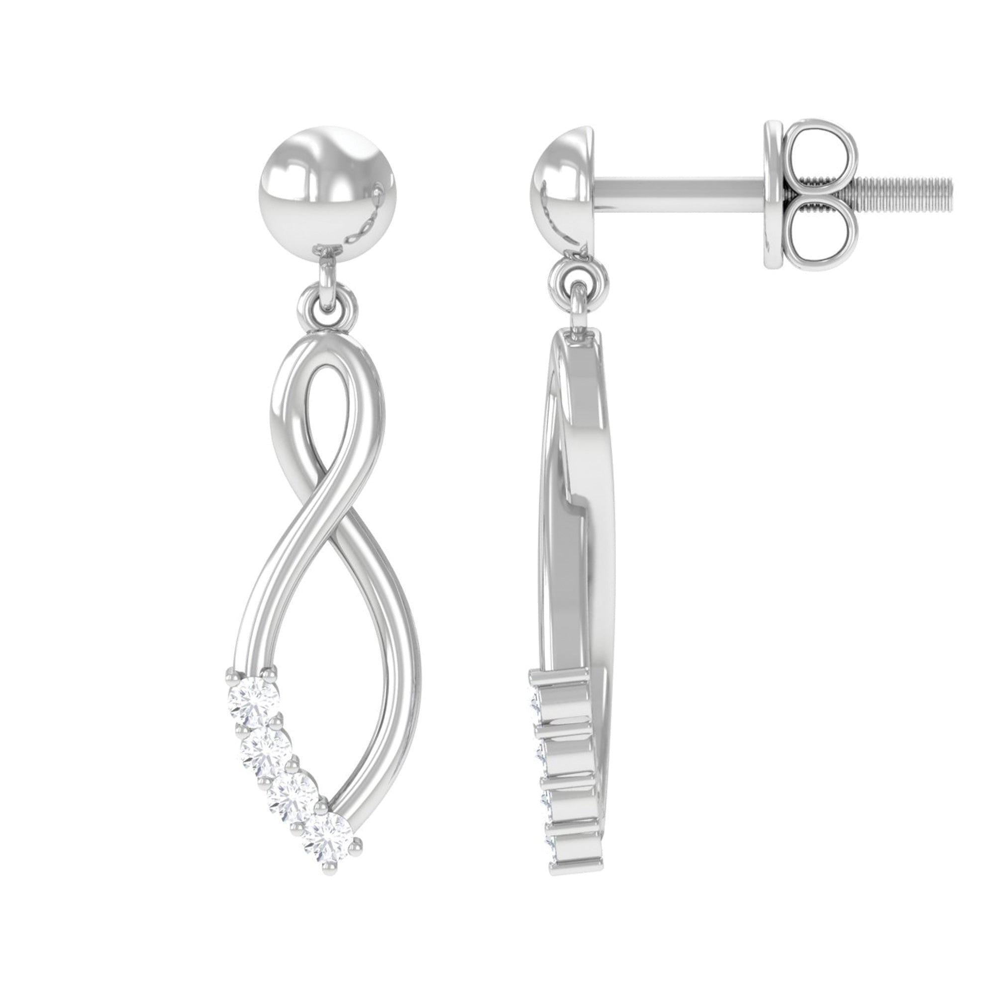 Minimal Moissanite Infinity Dangle Stud Earrings Moissanite - ( D-VS1 ) - Color and Clarity - Rosec Jewels