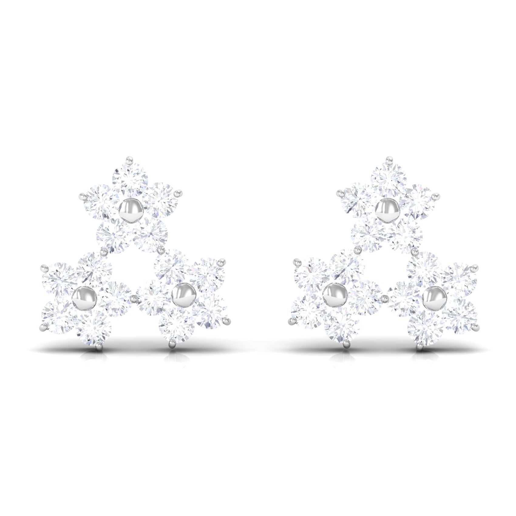 1/2 CT Round Cut Diamond Cluster Floral Stud Earring Diamond - ( HI-SI ) - Color and Clarity - Rosec Jewels